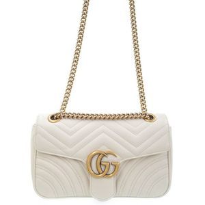 Gucci GG Marmont Quilted Small Shoulder Bag Chain Shoulder Bag White
